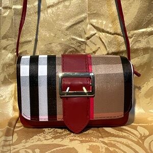 Local bag maker. Light weightleather crossbody,  Red/white/blck/ beige   5-c2A